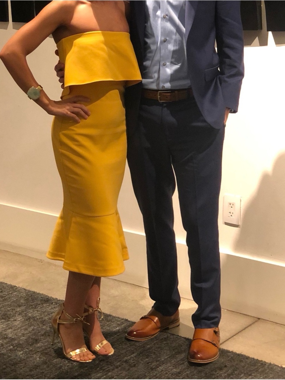 Likely Yellow Strapless Ruffle Dress